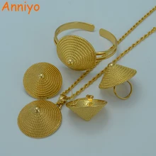 Anniyo Эфиопский комплект ювелирных изделий золото цвет африканский Эфиопский этнические свадебные наборы хабеша#020206