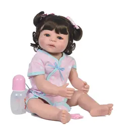 Кукла-ребенок игрушки 55 см полное Силиконовое боди Reborn Baby Doll для девочки винил новорожденная принцесса Интерактивная кукла-Пупс может