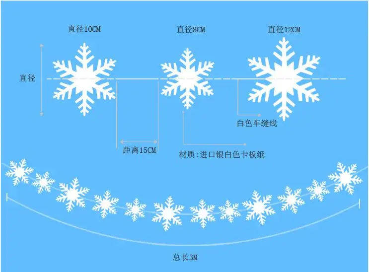 3 метра искусственный снег замороженные белые снежинки настенный бумажный декор для вечерние/свадебные/рождественские украшения