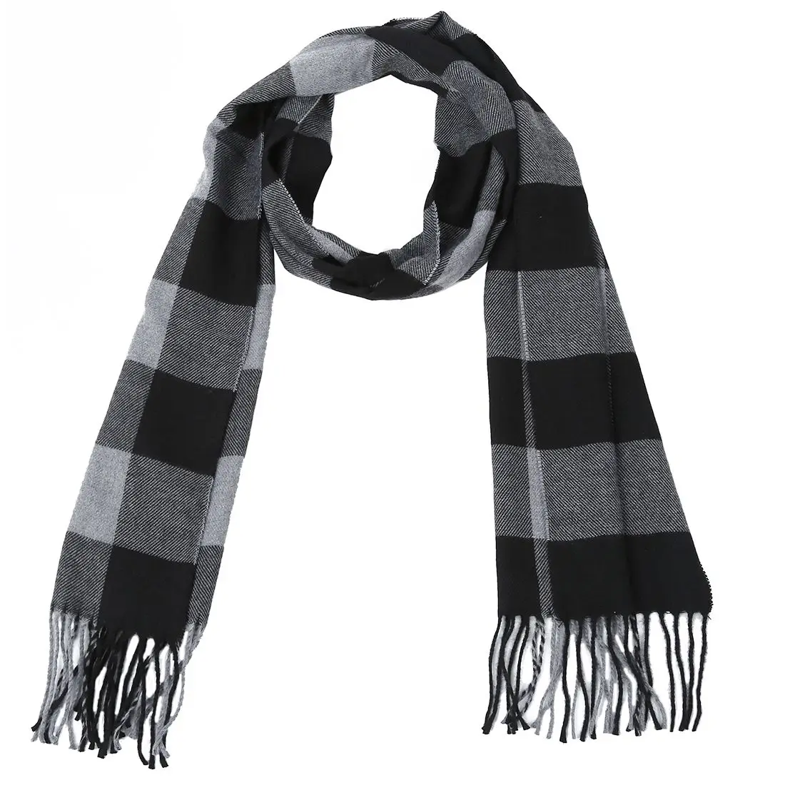 

Women Scarf Mohair New Thick sweater shawl Moose Fringe Gray black