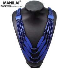 MANILAI богемное длинное ожерелье с деревянными бусинами для женщин, многослойное ожерелье из бисера ручной работы, модные украшения