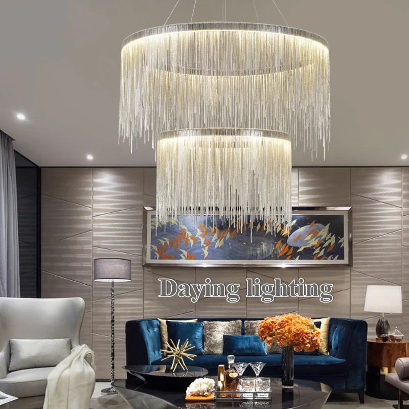 

Nordic Aluminum Pendant Lighting Lamps Simple Atmosphere Chain Suspension Pendant Bedroom Living Room Restaurant Lights Lustres