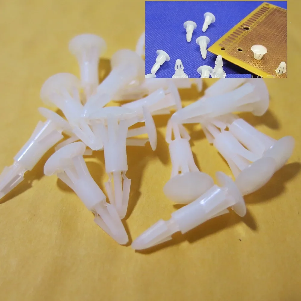 

100Pcs Nylon plastic Spacers Standoff rivet 4mm PCB circuit board hole Abstandsalter fixed clips Hex Threaded nut Snap-In Posts