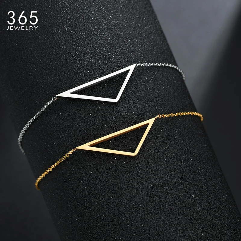 Металлическое ювелирное изделие из двух Цвета Простой Подвеска треугольная браслет Нержавеющая сталь браслет Геометрия Прямая