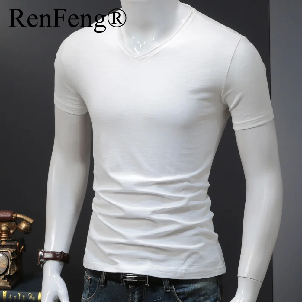 Men's Short Sleeve t shirt men Casual T-Shirts Summer Solid Color Cotton Slim Fit Men Tees Tops Basic Style Fitness Male TShirt (1)