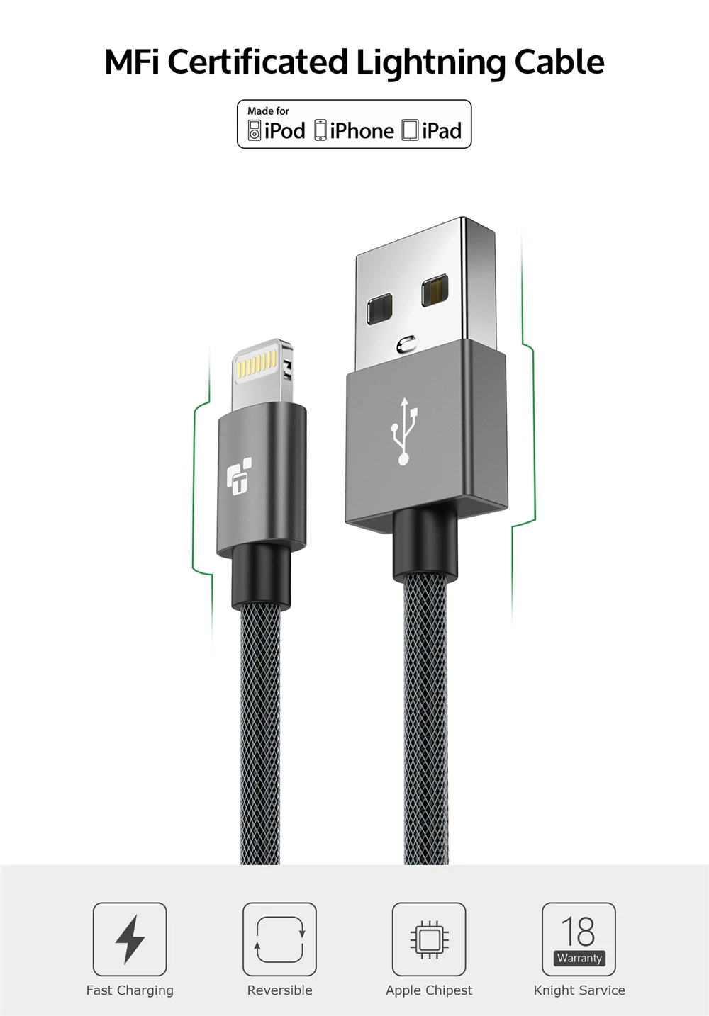 TIEGEM MFi, кабель USB для iPhone X Xs Max XR 2.4A, быстрая зарядка, USB кабель для передачи данных для iPhone 8 7 6 Plus, USB шнур для зарядки