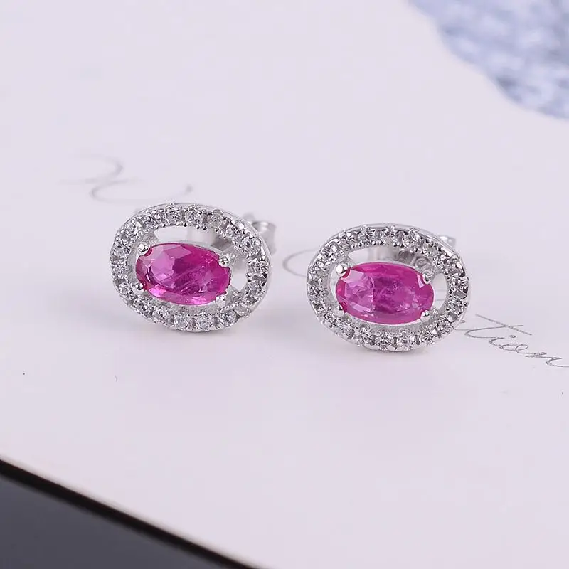 

Серьги-гвоздики с натуральным Рубином, 3 Х5 мм, 925