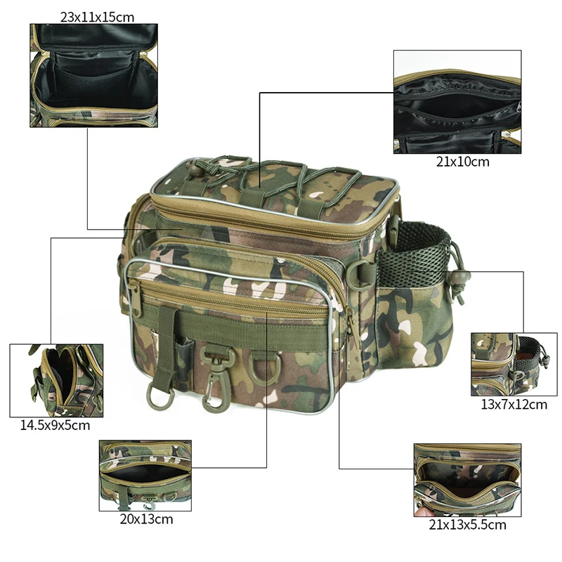 Portable Multifunction Fishing Bag Nylon Fishing Lure Reel Shoulder Waist Backpack Bags Fishing Tackle Outdoor Camping jooyoo