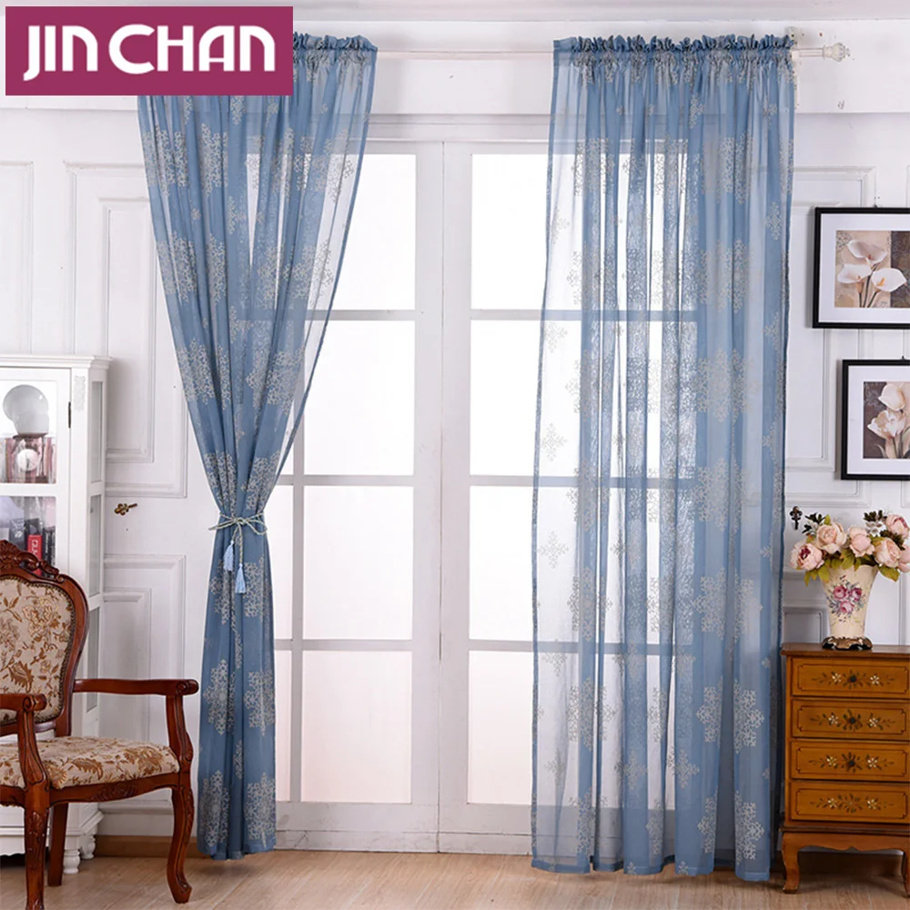 Hoge kwaliteit groothandel blauw sheer gordijnen van chinese blauw ...