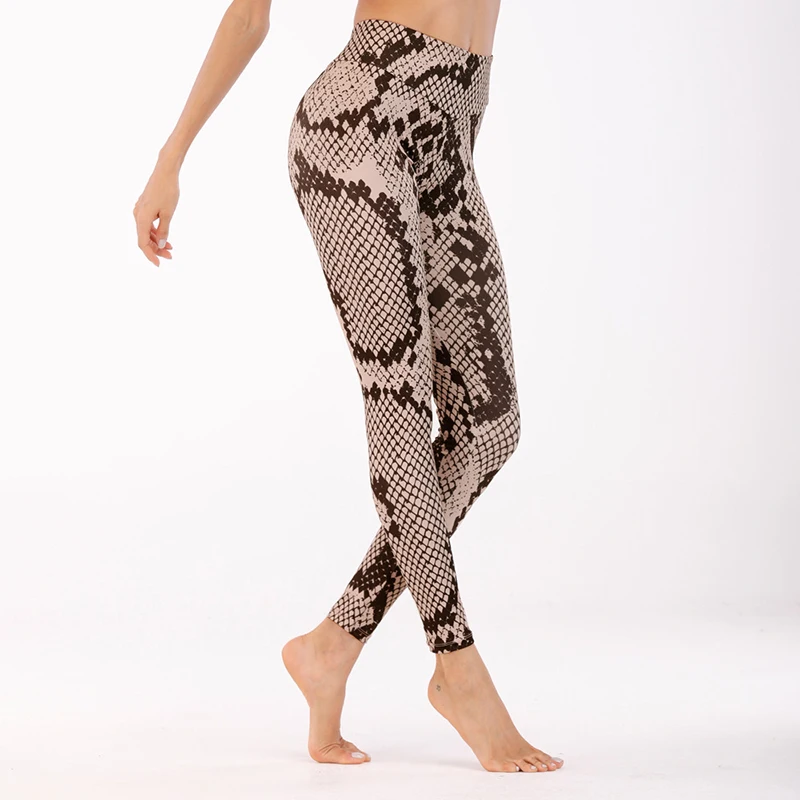 Леопардовые леггинсы со змеиным рисунком женские штаны для фитнеса Femenina Pantalones