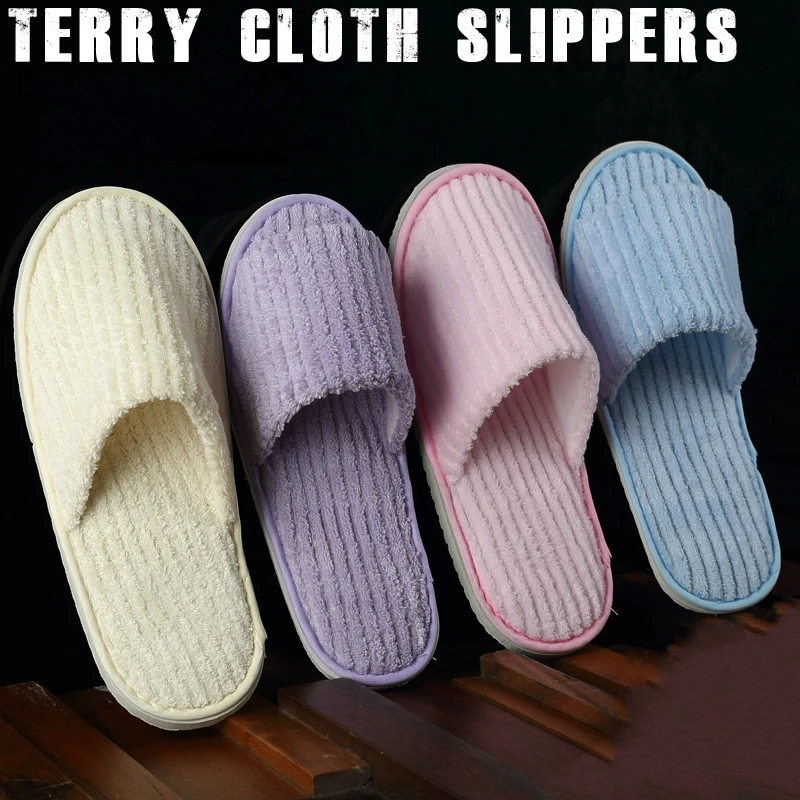 10 pairs Disposable Slippers Hotel Beauty Salon Room open toe Slippers Washable terry cloth Couple big size Slippers