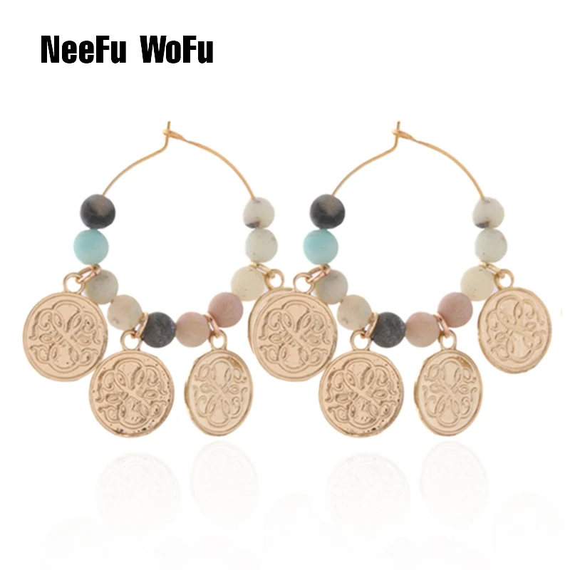 

NeeFu WoFu Drop bead Earring for Woman Natural stone coral gold Earring starfish Ear Ring Brinco Oorbellen Earrings jewelry