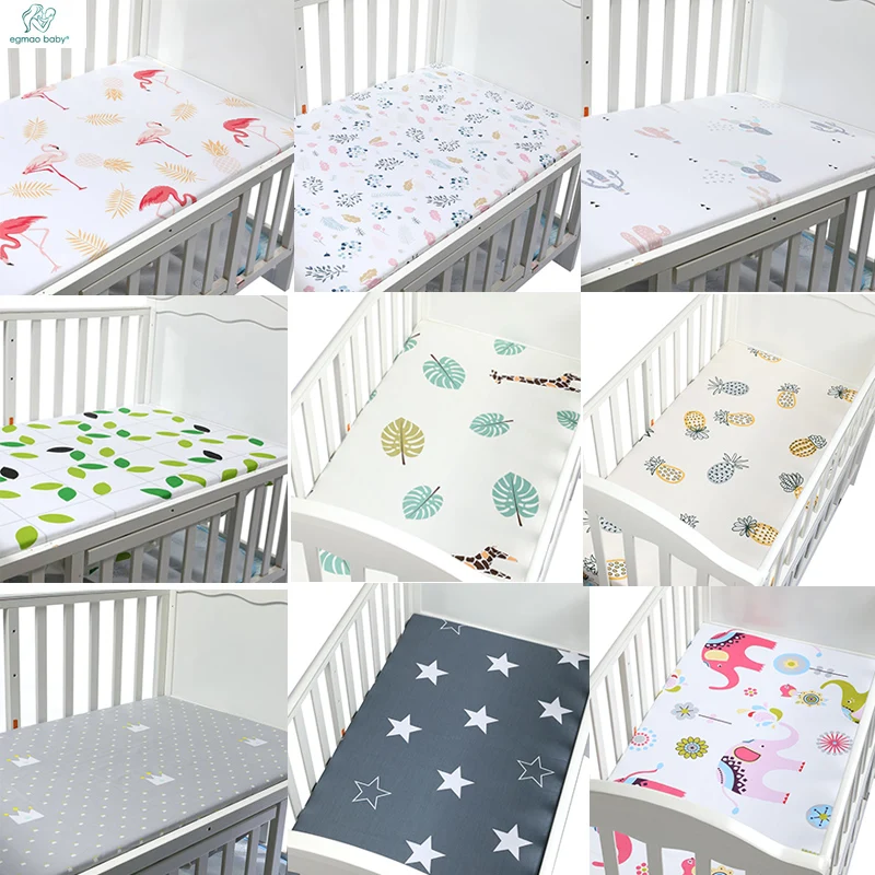 

Newborn Baby Crib Fitted Sheet Soft Breathable Baby Bed Mattress Cover Potector Cartoon Newborn Bedding For Cot Size 130*70cm