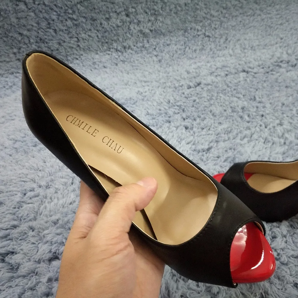 CHMILE CHAU/черная пикантная обувь для вечеринок; женские красные туфли с открытым носком на высоком каблуке-шпильке; офисные женские туфли-лодочки; zapatos mujer; T4