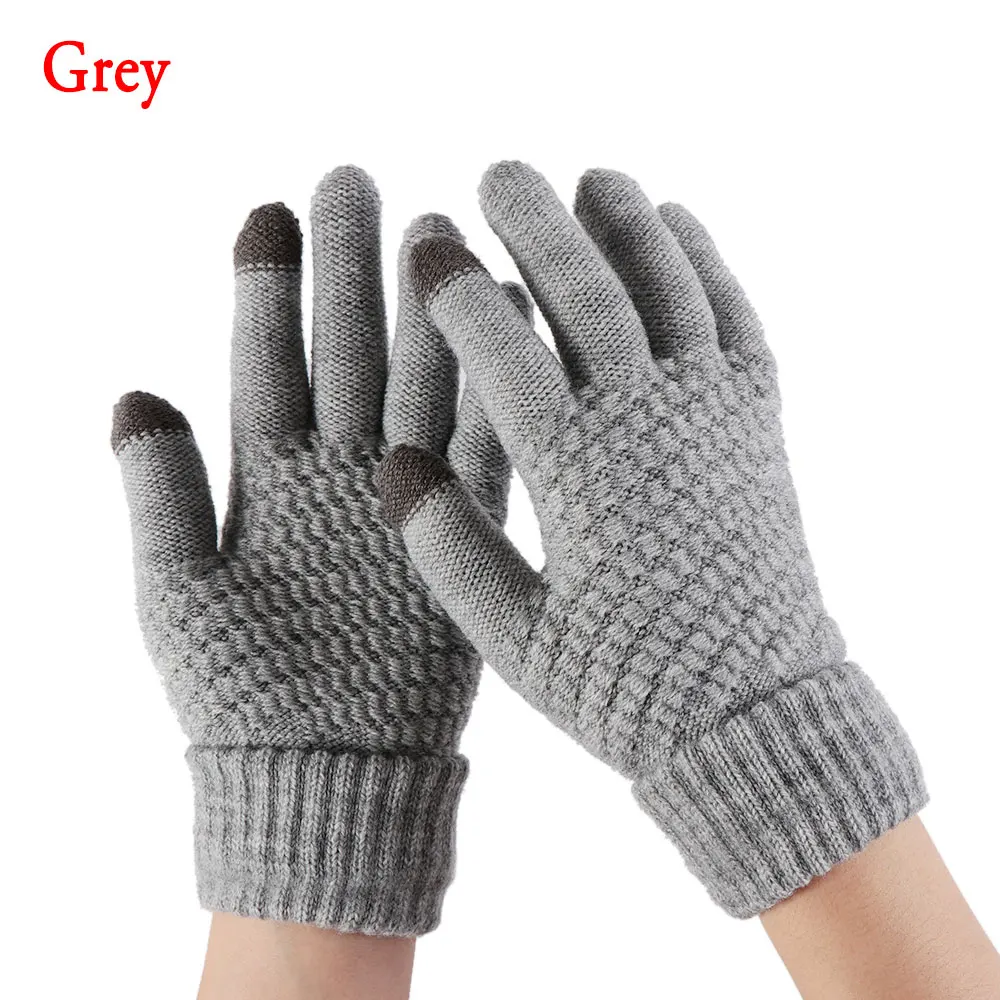 A-grey 1 пара, модные зимние перчатки, Вязанные шерстяные перчатки для девочек и женщин, утепленные варежки, шерстяные перчатки для мобильного телефона, новая распродажа - Цвет: A-grey