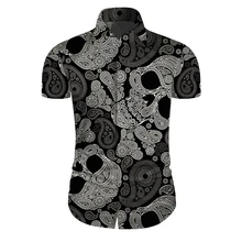 Cloudstyle рубашка с принтом черепа Мужская одежда гавайская рубашка Повседневная приталенная рубашка с цветочным принтом Camisas Hombre рубашка с короткими рукавами 5XL