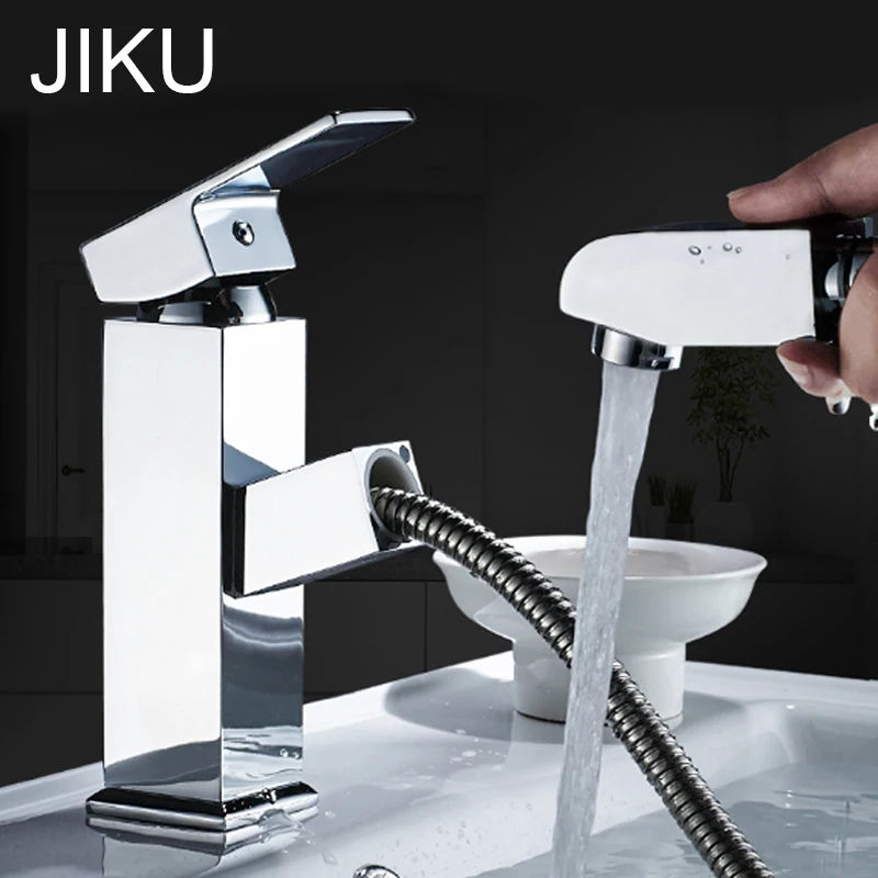 

JIKU Kitchen Faucet Bathroom Basin Faucet Single Handle Single Hole Mixer Tap Deck Mounted Hot And Cold Tap Sink Brass Faucet