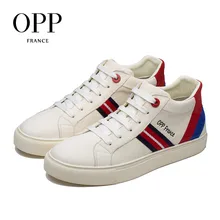 OPP Men's Shoes Summer Breathable Leather Mixed Color Shoes Hip-hop Casual Men's Skate Shoes Lace-up Boots