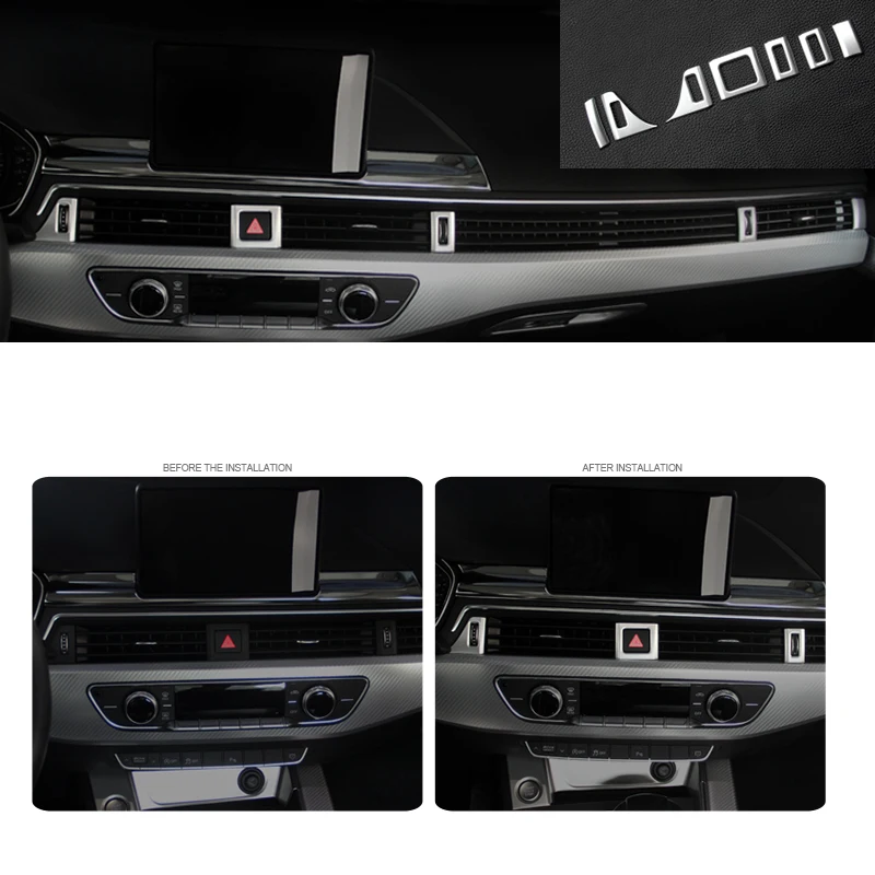 

High Quality ABS Chrome Center Air Conditioner Switch Adjust Cover Trim Car accessories For Audi A5 2018 A4 B9