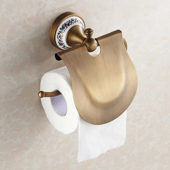 Antique brass finishing Paper Holder/Roll Holder/Tissue Holder Brass Construction Bathroom Accessories with ceramic | Обустройство
