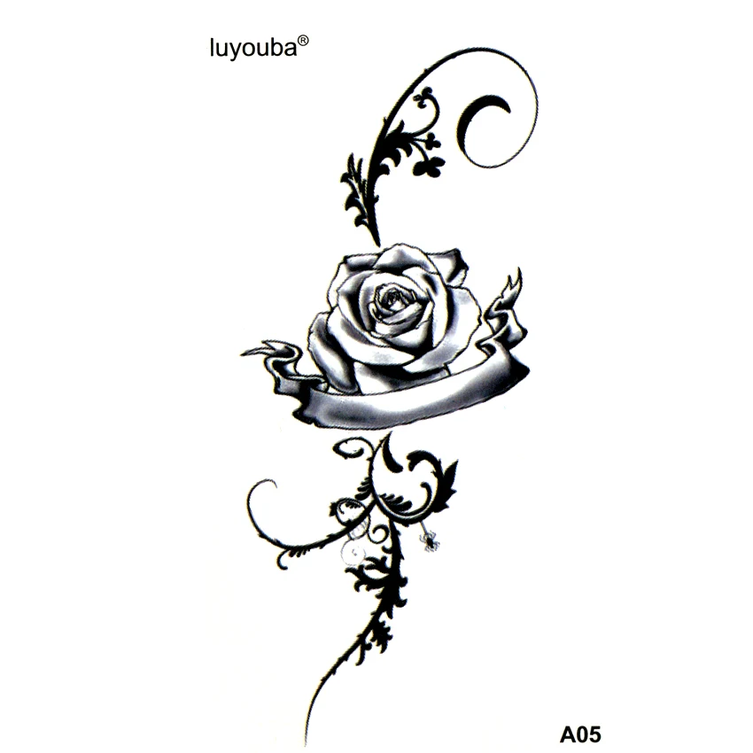 ارتفع الزهور للماء المؤقتة الوشم ملصق وشم على شكل رسوم للجسم الجمال زهرة أكمام تاتو الوشم المؤقت ملصقات