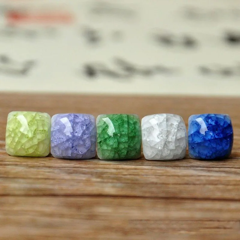 

Square Ice Cracked Earrings Colorful Ceramic Beads Stud Earring Pendientes Ethnic Jewelry Women Men Ear Piercing Accessories
