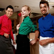 (5 get 10% off,10 get apron)Man/woman coffee shop restaurant hotel bakery pizza shop waiter shirt uniform work ware work clothes