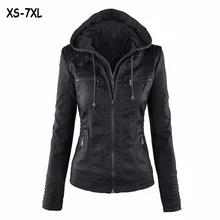 Высокое качество стиль осень и зима женские куртки с длинным рукавом и капюшоном на молнии из искусственной кожи Повседневная Женская тонкая верхняя одежда женские топы
