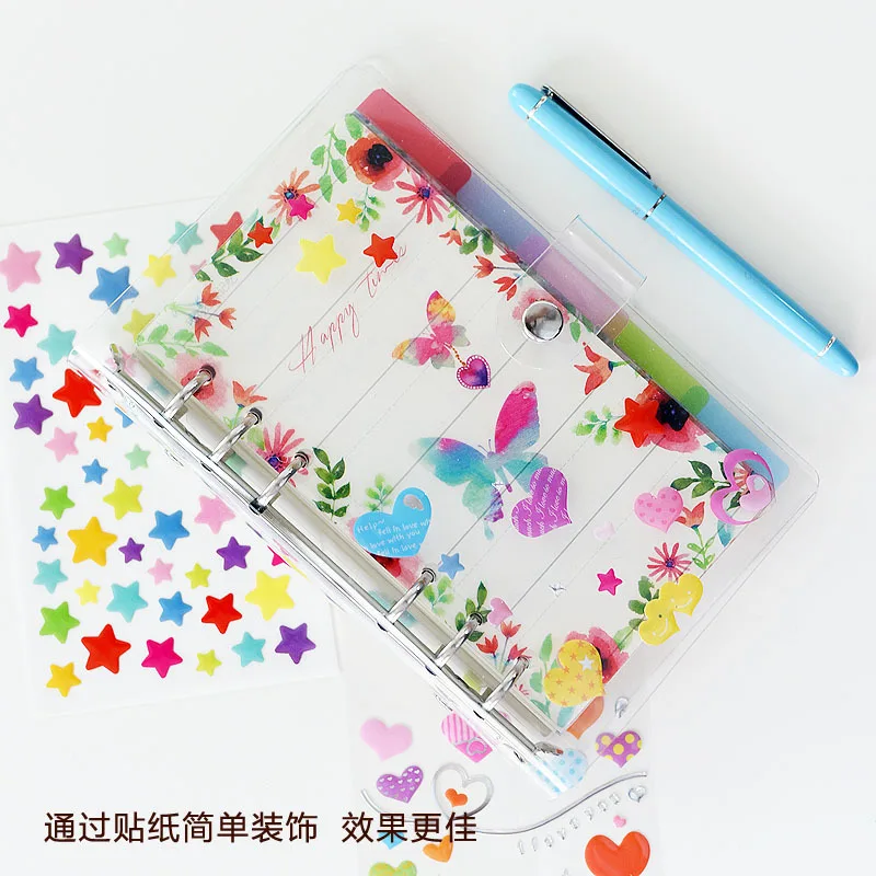 K & KBOOK Kawaii прозрачный ПВХ дневник для ноутбука милый весенний спиральный ноутбук