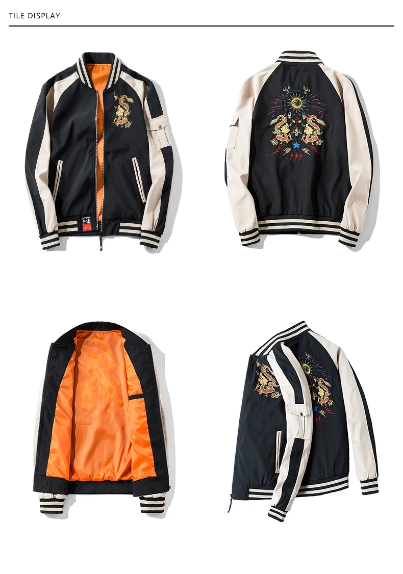 Китайский дракон, вышивка, куртки для мужчин s Bomber High Street Trend колледж ветровка пальто повседневное пальто мужская одежда
