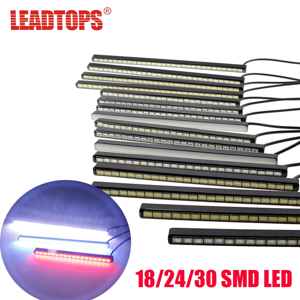 Leadtops 18/24/30 яркий бар СИД DRL 12-20 см SMD5630 ВОДИТЬ Автомобиль DRL противотуманных фар днем Бег свет Невидимый Водонепроницаемый LED BJ