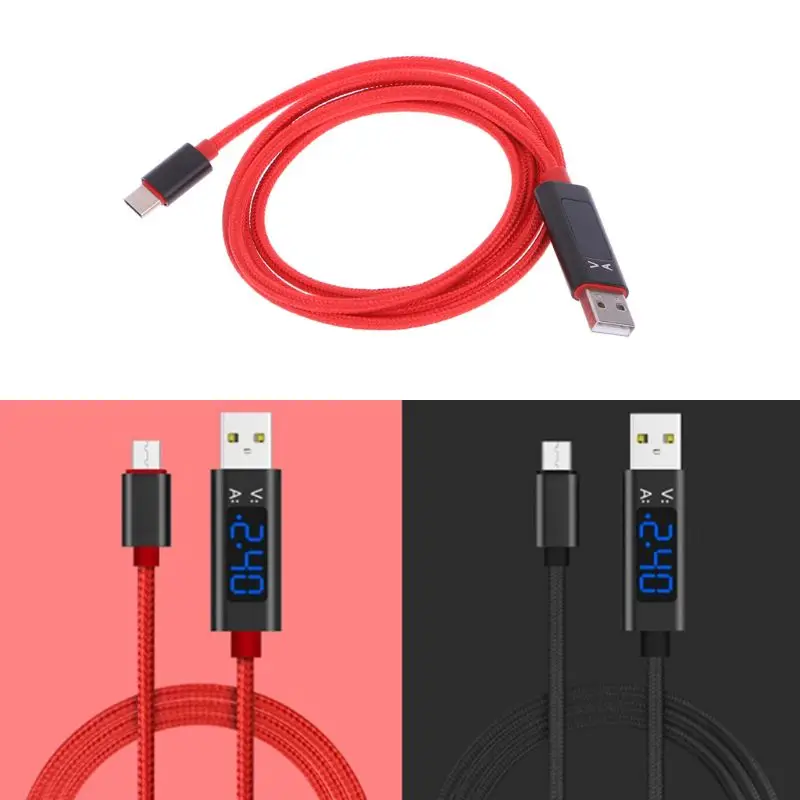 

USB C Type C Fast Charging Data Sync Cable With Voltage Current Blue LED Display for Samsung S10 S8 S9 Note 9 8 Xiaomi 9 mi8 mi6