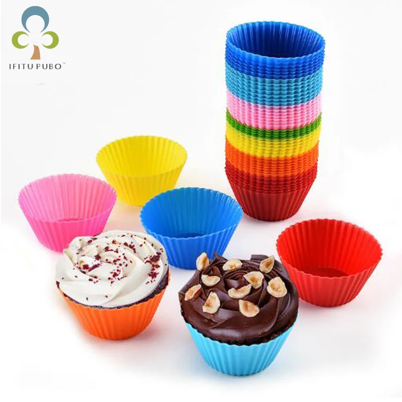 6Pcs/lot 7CM Silicone Muffin Cup Round Cake Cup Liner Baking Muffin Box