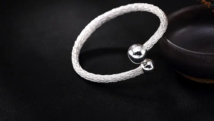 

JOOCHEER Sterling S999 999 silver Bangle knit trendy bracelet size adjustable