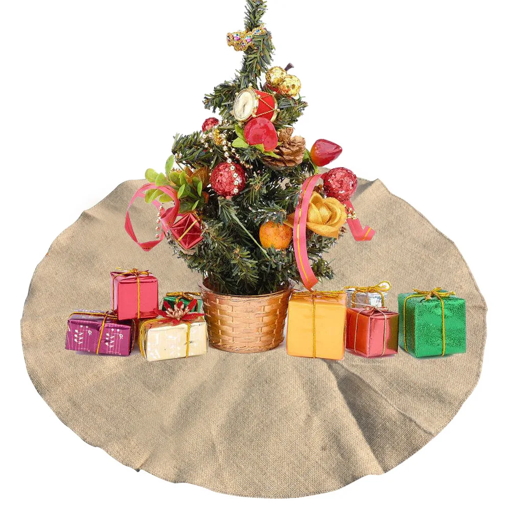 1pcs Christmas Tree Skirts Burlap Christmas Decorations for Home Xmas Round Tree Skirts Ornaments Festive Party Supplies