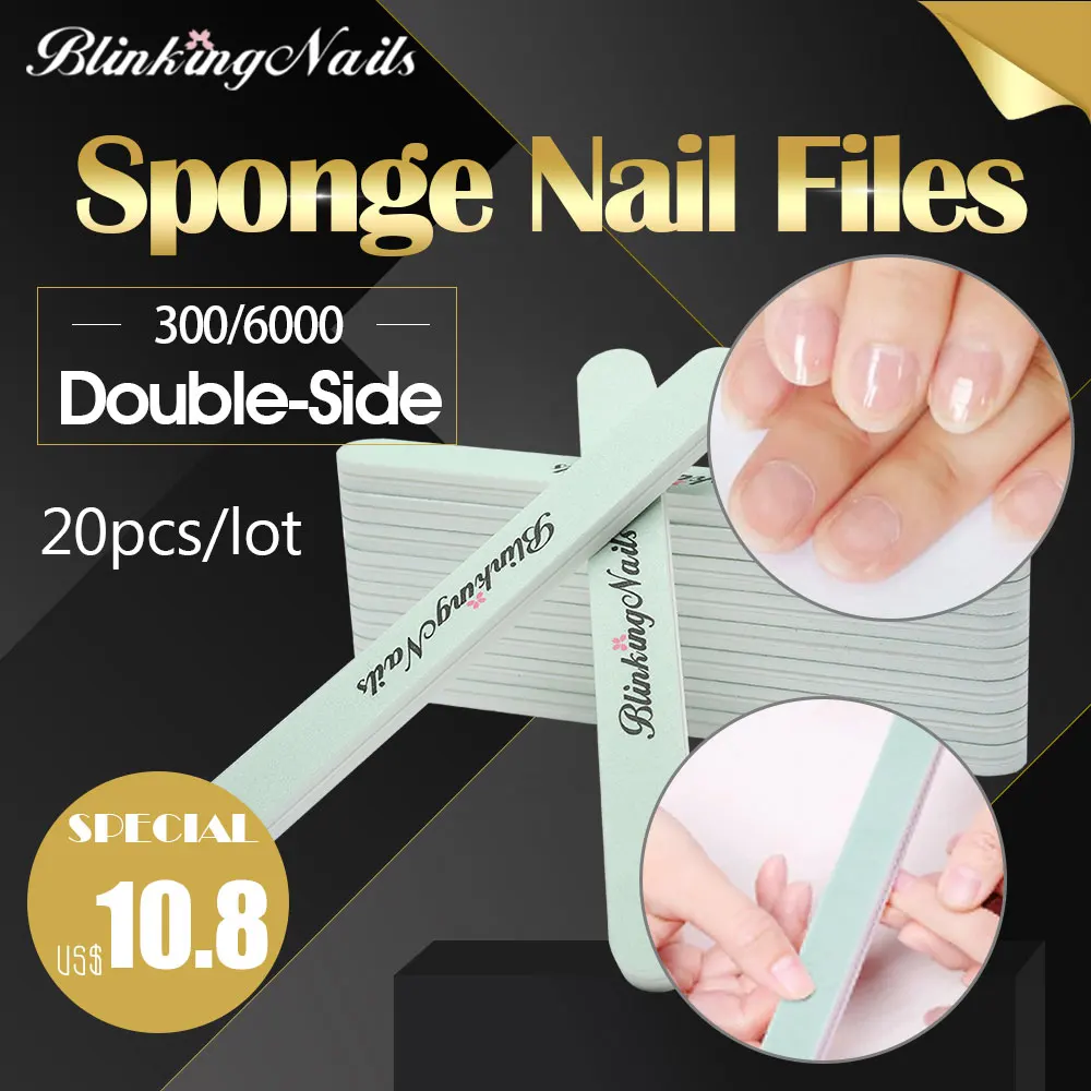 

BlinkingNails Files for Nail Art Professional Sandpaper Nail File for Manicure Nail Files 300/6000 Buffer 20pc
