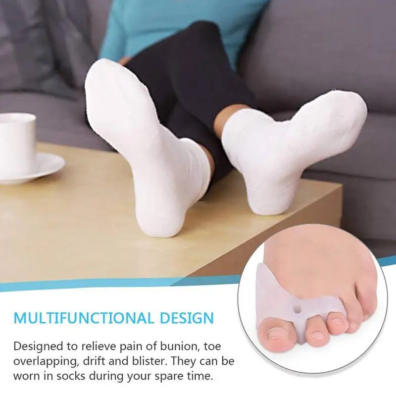 1 Pair 3-hole Gel Toe Separator Bunion Corrector with Forefoot Pads Silicone Toe Straightener Hallux Valgus Corrector Foot Care