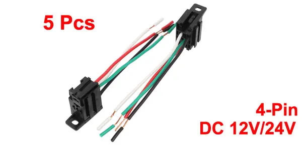 DC 12V/24V 4-Pin Relay Socket Harness Holder Connector 5pcs for Car Truck