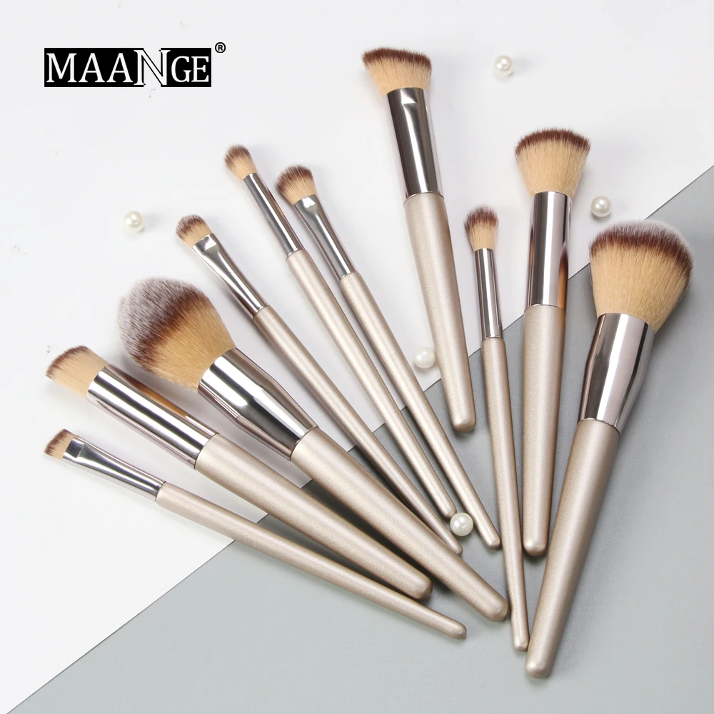 

MAANGE 10Pcs Luxury Makeup Brushes Set Foundation Powder Blush Eyeshadow Concealer Lip Eye Make Up Brush Cosmetics Beauty Tools