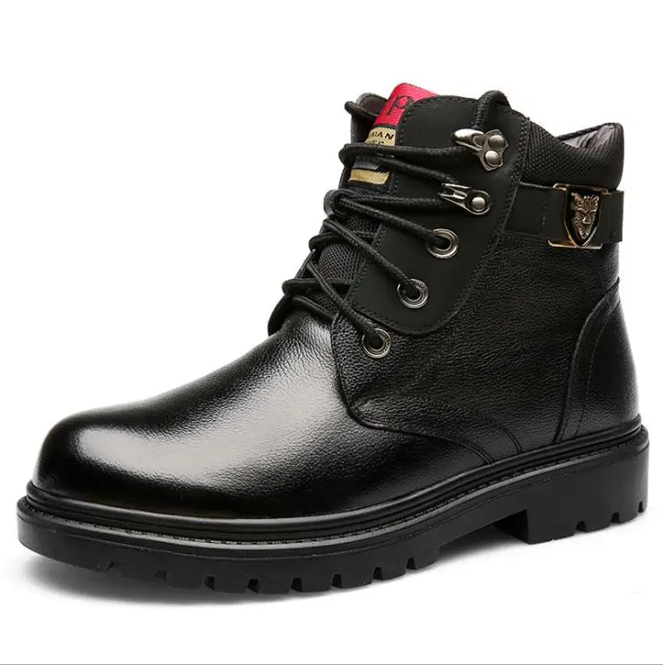 

Fashion men's boots 2018 winter new men's casual Martin boots plus velvet warm boots leather wool snow boots
