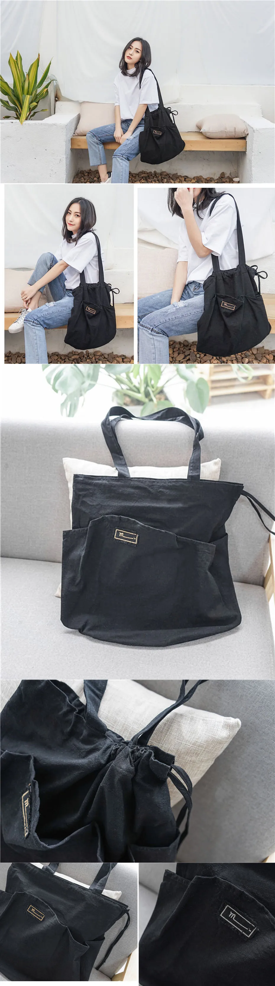 Hylhexyr, одноцветная дорожная сумка для покупок, модные холщовые сумки, женские сумки на плечо, Большая вместительная сумка через плечо