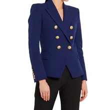 Новое поступление бренд высокое качество для женщин элегантный двубортный Подиум Тонкий пиджак синий Формальные Пиджаки Верхняя одежда Высокое качество