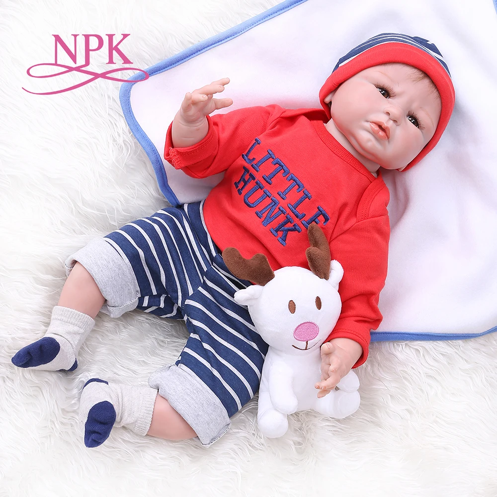 NPK 55 см От 0 до 3 месяцев bebe realitic reborn baby doll реалистичные мягкие на ощупь Утяжеленные тела укоренившиеся волосы игрушки для детей