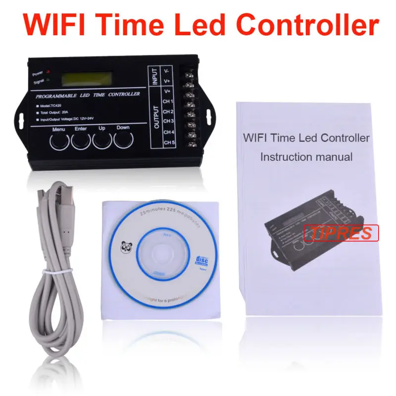 

TC421 WiFi time programmable led controller tc420 dimmer rgb aquarium lighting timer, DC12~24V input, 5 channels,max 5*4A