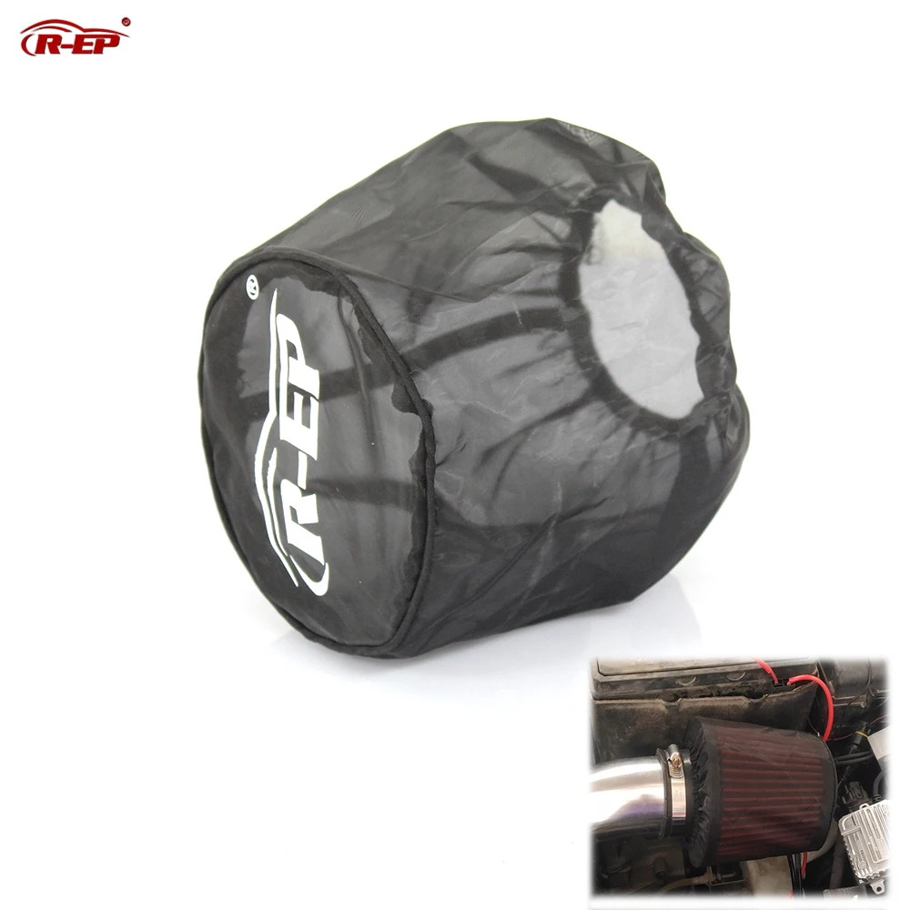

R-EP Universal Air Filter Protective Cover Dustproof Waterproof Air Filter Mask Oilproof for High Flow Air Intake Filters Black