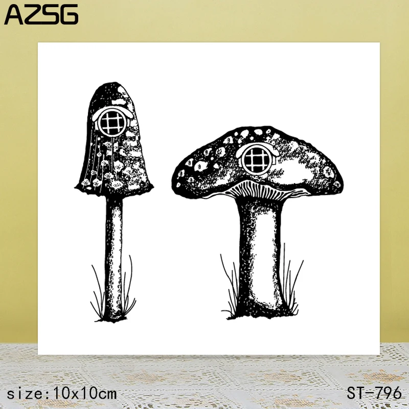 

AZSG Mushroom house Clear Stamps/Seals For scrapbooking DIY Card Making/Album Silicone Decoration crafts6*9cm