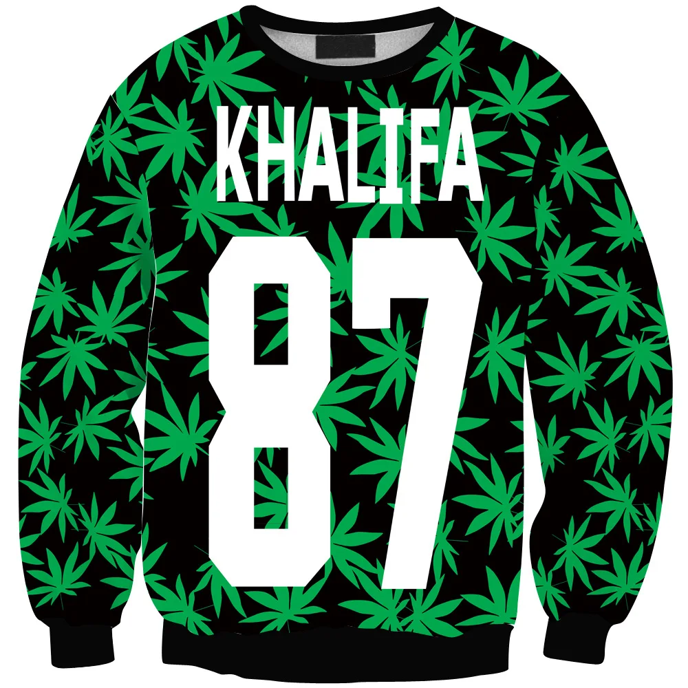 Harajuku стиль Wiz Khalifa письмо и конопли сливовый лист печатается Толстовка Homme/Femme