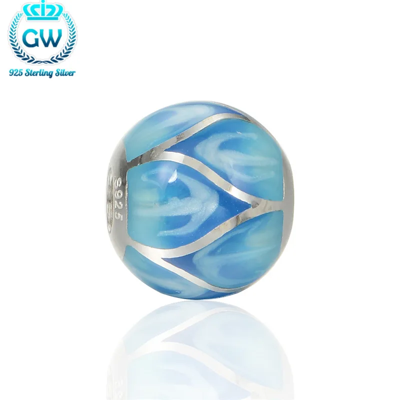 

Women Fashion Noctilucence Dark Blue Charm 925 Sterling Silver Spacers Beads & Jewelry Making Brand GW Amld001B