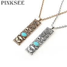 Pinksee ouro vintage prata cor geométrica quadrado pingente colar hip hop jóias para mulher acessórios de vestuário masculino