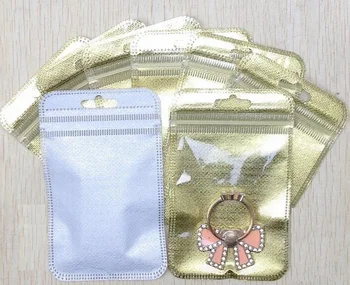 

1000pcs 7x11cm Non-Woven Gold Silver Retail Package Bag Empty Pouch For Iphone X 8 7plus 5s Finger Ring Holder Free DHL